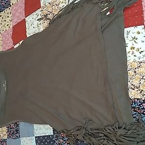 3/$15 American Eagle Outfitters Army Green Tank Top With Fringe